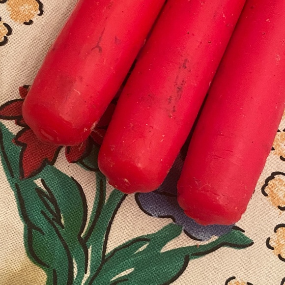 VTG I Carolina I 3 Red Dinner Tapers Candles - Picture 4 of 8